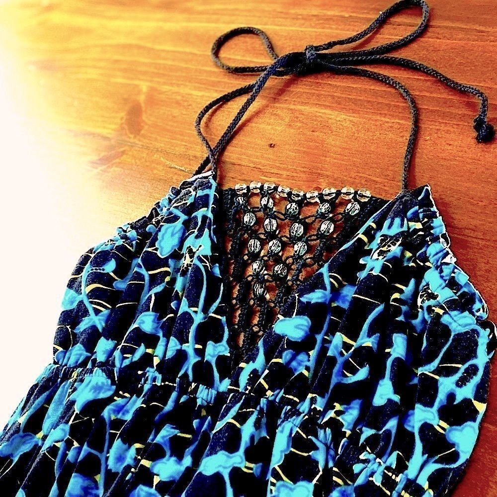 Free People Floral Beaded Front Halter Dress - Picture 3 of 8